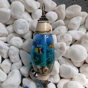 Vintage 90s Handmade Glass Lampwork Bead - Murano Glass - Fish Aquarium